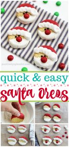 Santa Oreos - Such an easy and cute Christmas treat idea to make with kids!