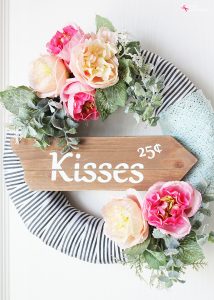 Floral Valentine's Day Wreath at PositivelySplendid.com