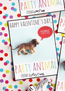 Party Animal Printable Valentines - A fun candy-free classroom valentine idea!