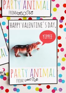 Party Animal Printable Valentines - A fun candy-free classroom valentine idea!