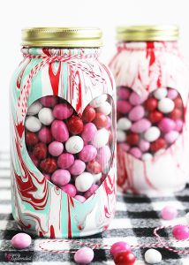 Valentine Mason Jar with Marbled Paint