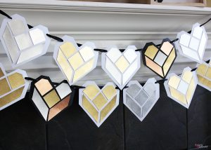 Tangram Heart Valentine Banner with Free Printable Templates