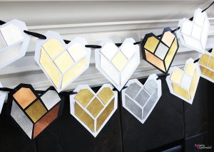 Tangram Heart Valentine Banner with Free Printable Templates
