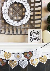 Tangram Heart Valentine Banner with Free Printable Templates