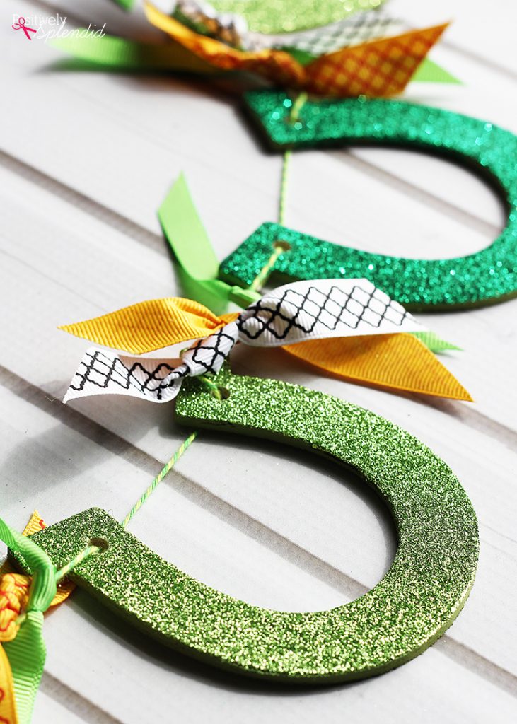 Glittered Horseshoe Garland St. Patrick's Day Craft Idea