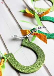 Glittered Horseshoe Garland St. Patrick's Day Craft Idea