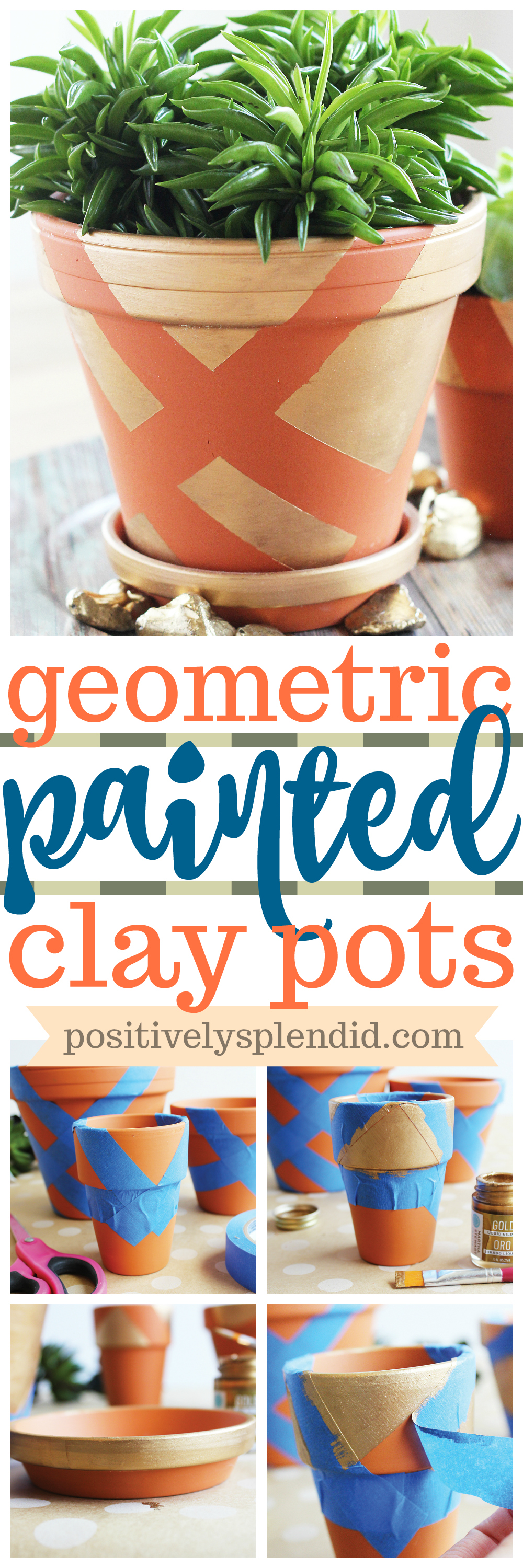 DIY Geometric Painted Terracotta Pots