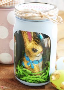 Polka Dotted Easter Mason Jar - So cute with a chocolate bunny inside!
