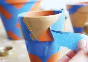 Painters Tape Clay Pot Designs DIY