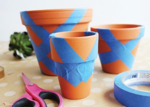 Painters Tape Clay Pots