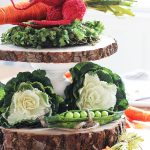 Spring Centerpiece with Tiered Wood Cake Stand