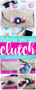 Fabric Yo-Yo Straw Clutch Handbag