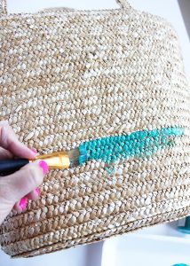 Painted Straw Tote Bag