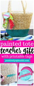 Painted Tote Teacher Gift with Free Printable Tags
