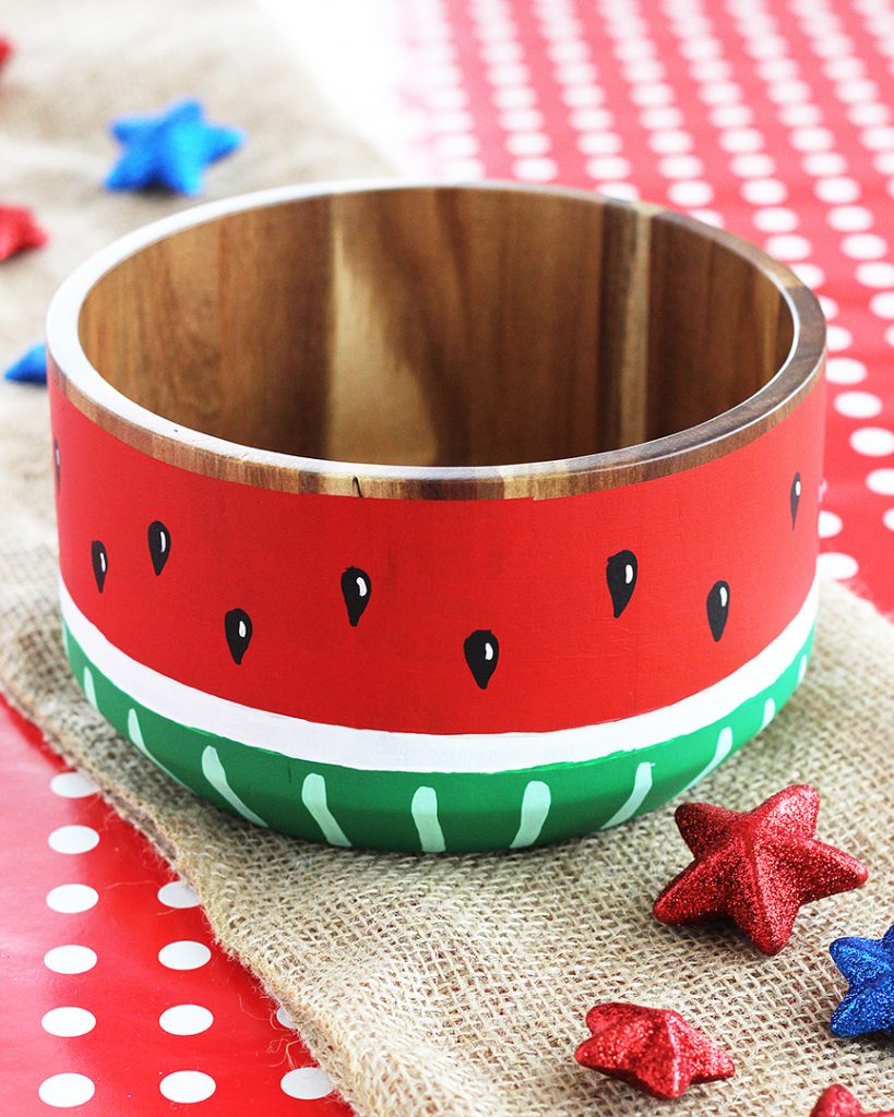 Painted Watermelon Wood Bowl