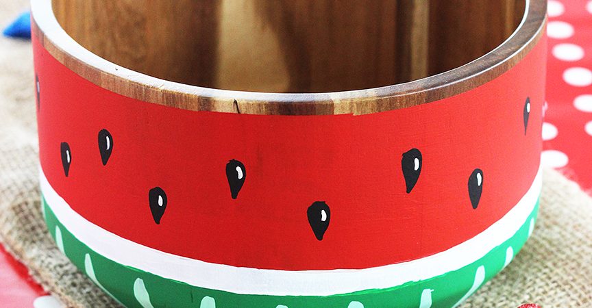 Painted Watermelon Wood Bowl