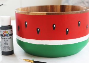 Wood Bowl Painted Like a Watermelon