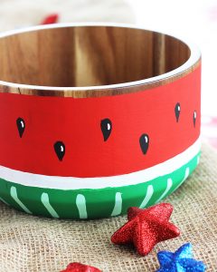 Wooden Bowl Painted Like a Watermelon