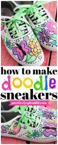 Doodle Fabric Marker Pen Embellished Canvas Sneakers
