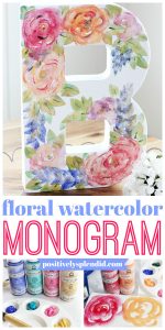 Floral Watercolor Monogram Canvas