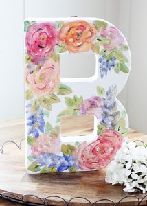 Watercolor Flower Canvas Monogram