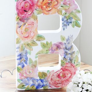 Watercolor Flower Canvas Monogram