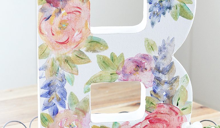 Watercolor Flower Canvas Monogram
