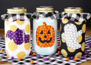 Chalk Painted Halloween Mason Jars