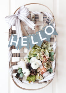 DIY Tobacco Basket Wreath with Flowers