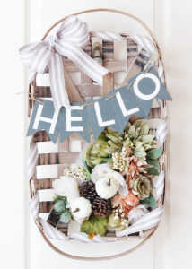 Fall Floral Tobacco Basket Wreath