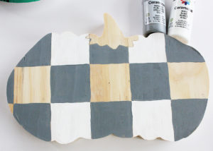 Painted Buffalo Check Wood Pumpkin