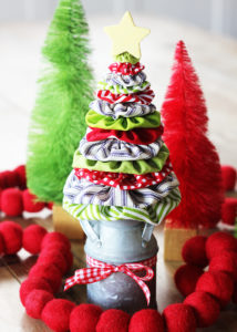 Christmas Tree Made of Fabric Yo Yos