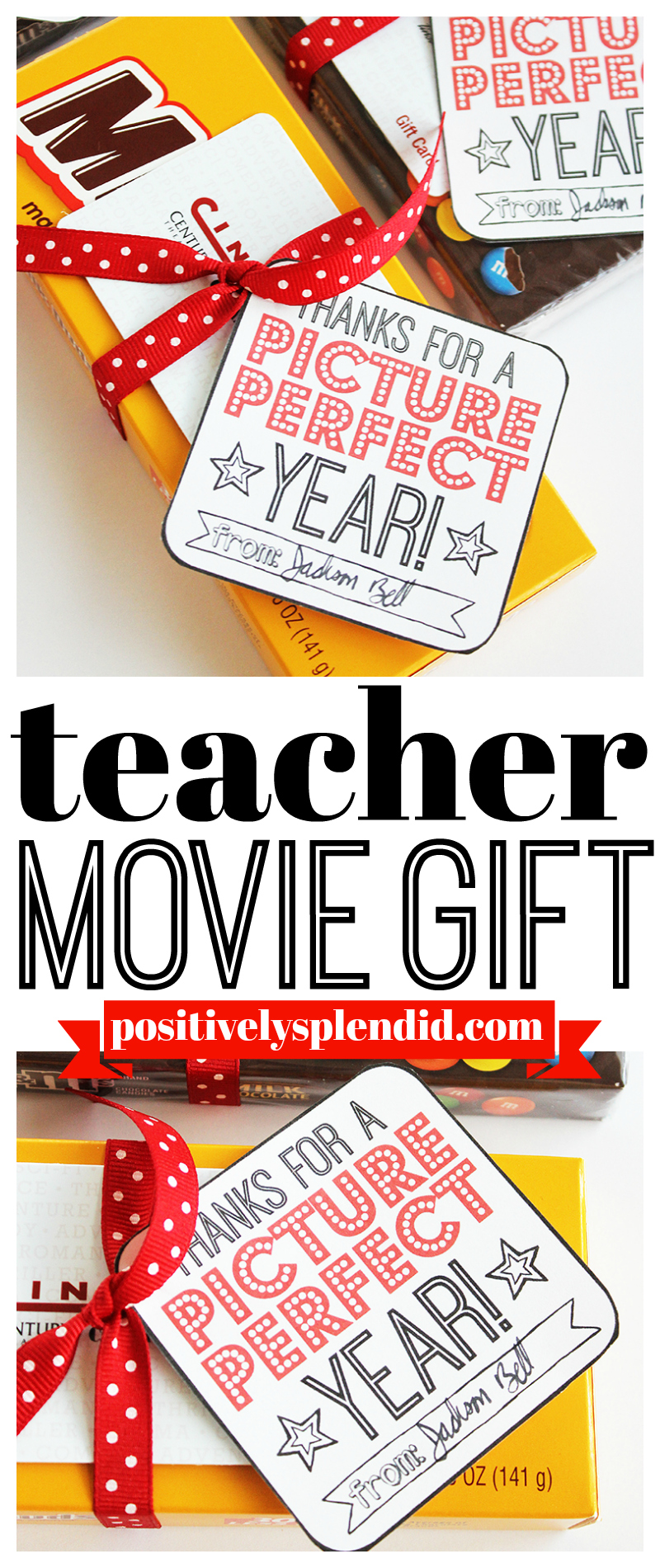 Movie Teacher Gift Idea with Printable Tags